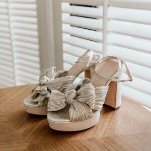 Loeffler Randall Women Natalia Pleated Platform Block Heel Sandals, sz 7 Wedding